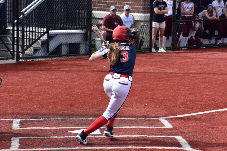 New Hartford's Savannah Cole prepares to swing at a pitch in the 9-3 loss to Troy, which ended the Spartans season on Saturday June 4, 2022 at Carrier Park in Syracuse.