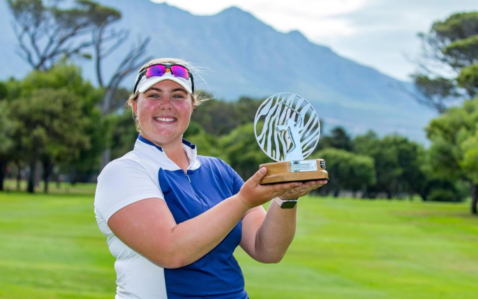 Alice Hewson of England with her trophy at the Soouth Africa Open - Ladies European Tour