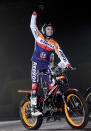 XTrial World Champion Toni Bou waves supporters during the presentation of the Repsol Honda Moto GP Team at the 'Palacio de los Deportes' in Madrid, Spain on Saturday, March 3, 2012.