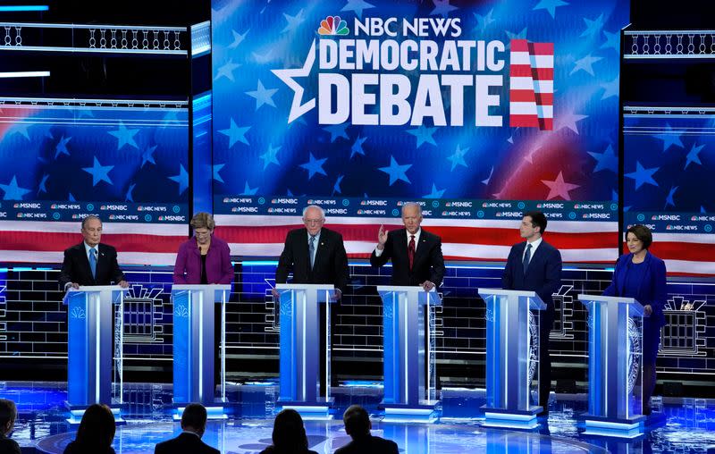 Former Vice President Joe Biden speaks at the ninth Democratic 2020 U.S. presidential debate at the Paris Theater in Las Vegas, Nevada, U.S.,