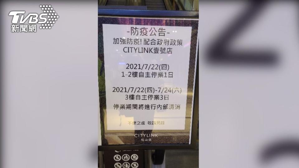 CITYLINK松山壹號店停業消毒。（圖／TVBS）