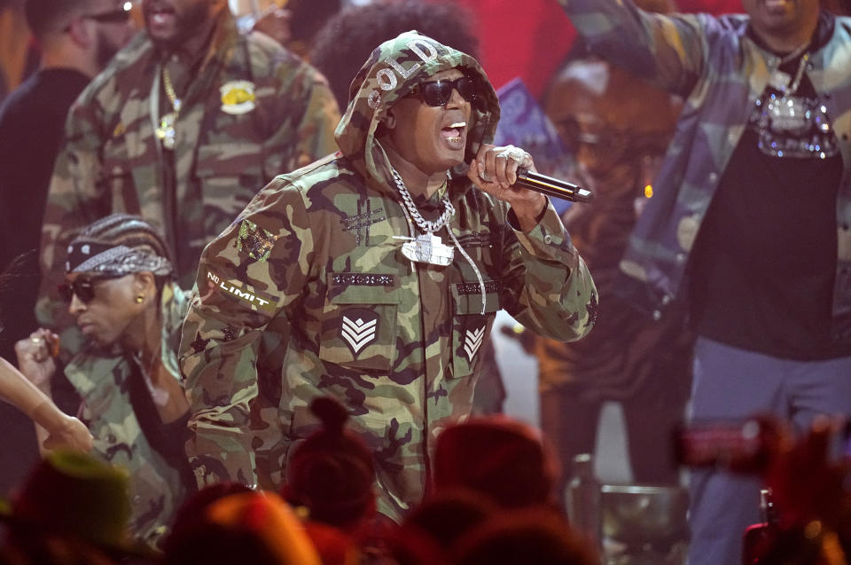 Master P performs a medley at the BET Awards on Sunday, June 25, 2023, at the Microsoft Theater in Los Angeles. (AP Photo/Mark Terrill)