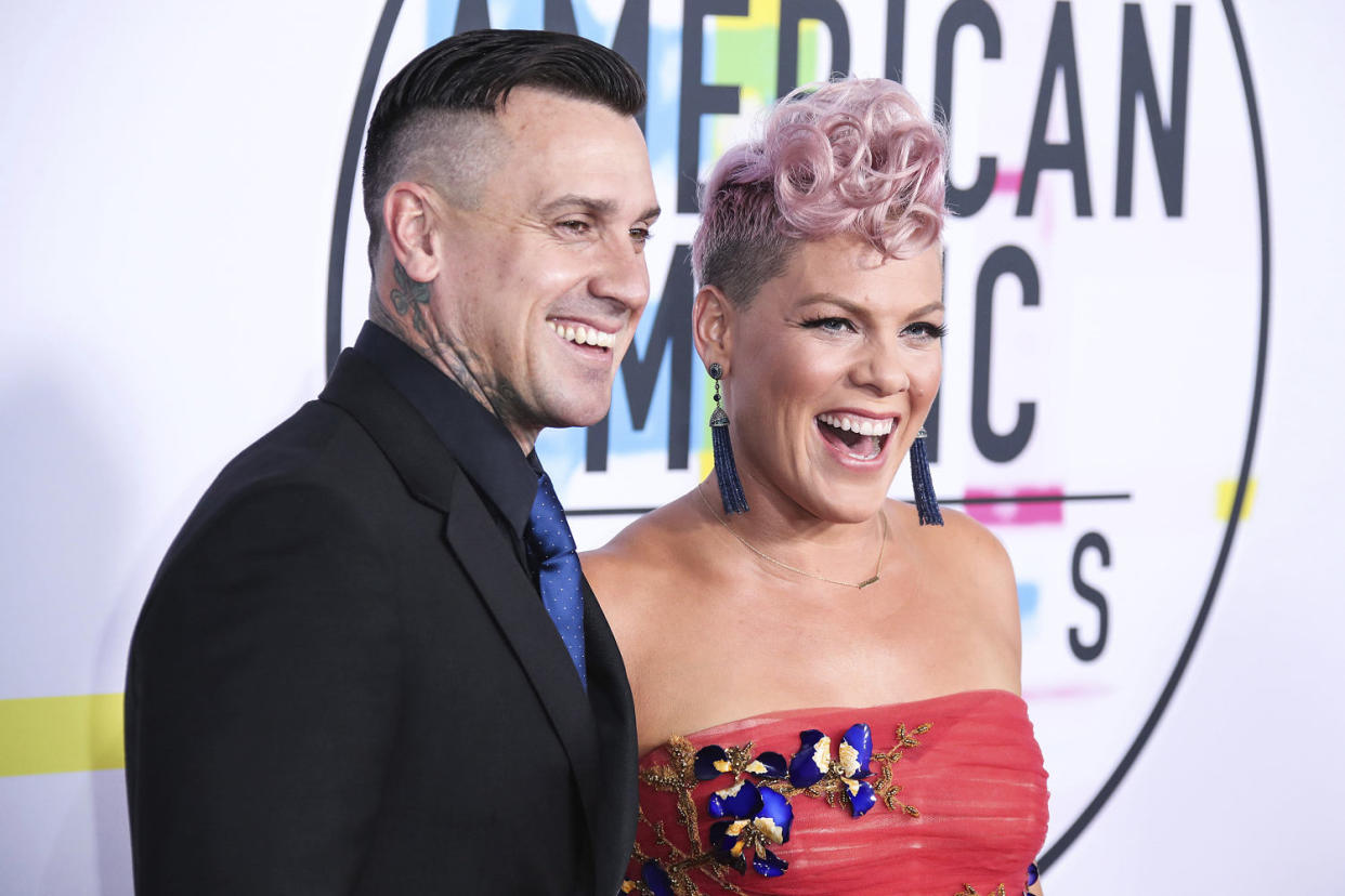 P!nk and husband Carey Hart (Xavier Collin / Sipa USA via AP)