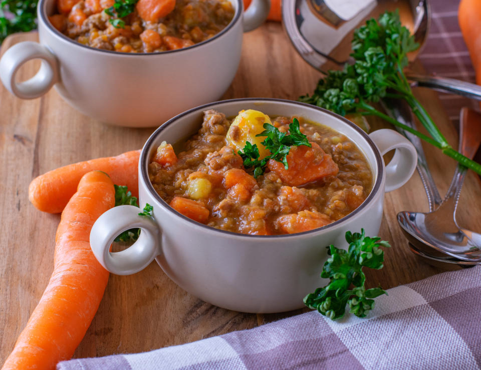 big mug of lentil soup