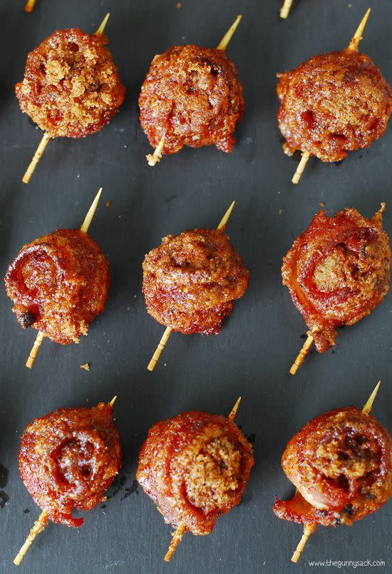 Sweet and Spicy Bacon Wrapped Meatballs