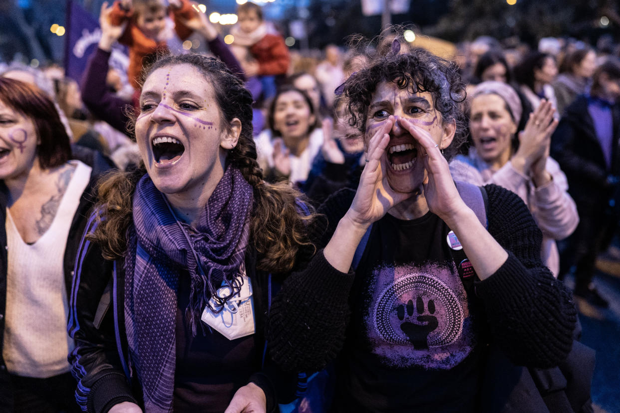 8 de marzo, marcha en Madrid, España, por la conmemoración del Día de la Mujer. (Jaime Alekos/Anadolu Agency via Getty Images)