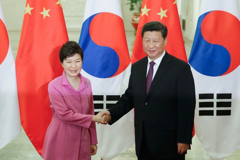 South Korean President Park Geun-hye, pictured (L) in Beijing with Chinese President Xi Jinping, has tried to carve out a bigger diplomatic role for South Korea, notably growing closer to US rival China