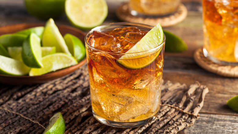 Rum and lime cocktail