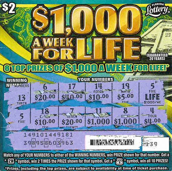 Here's Emad Aljaber's winning $1,000 A Week For Life scratch-off ticket