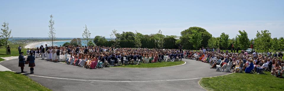 Second Beach and Sachuest Point provide a stunning backdrop for the Prize Day ceremony at St. George's School on May 28, 2023.