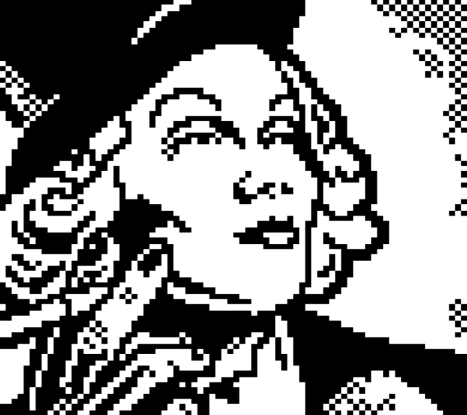 Pixelkunst im Teletext – Marlene Dietrich