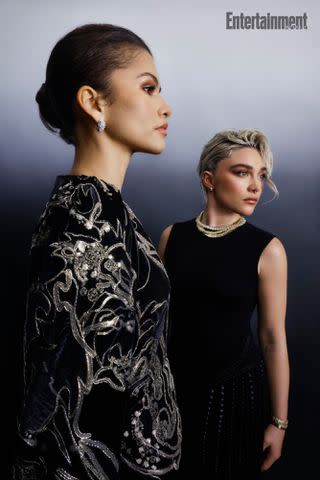 <p>Peter Ash Lee</p> Zendaya and Florence Pugh of 'Dune: Part Two' photographed exclusively for Entertainment Weekly by Peter Ash Lee on Jan. 31, 2024.