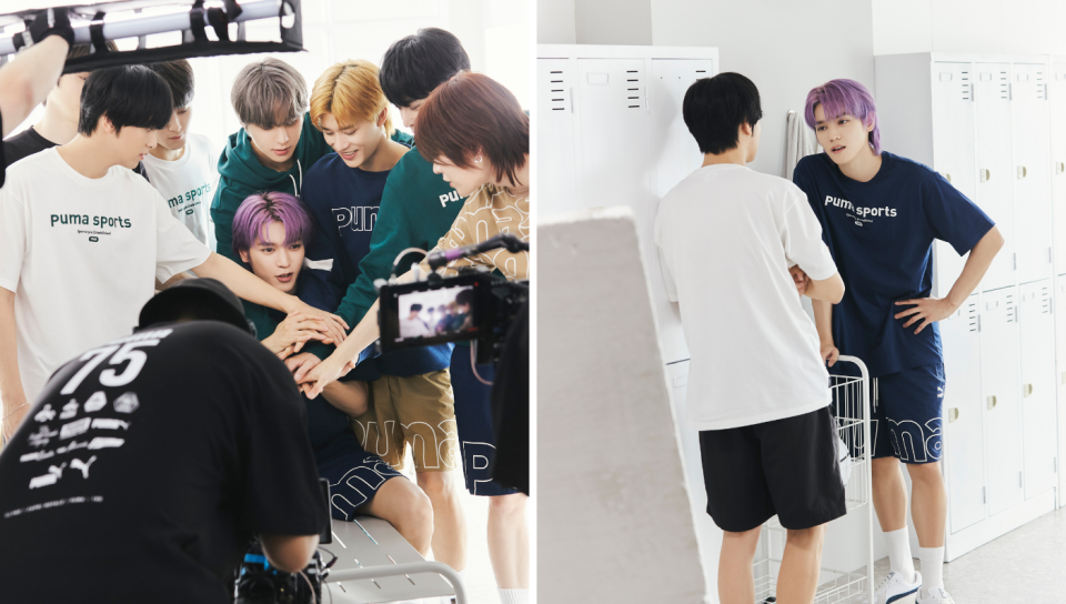 Photos of behind-the-scenes of NCT's campaign for Puma A/W'23. (PHOTO: Puma)