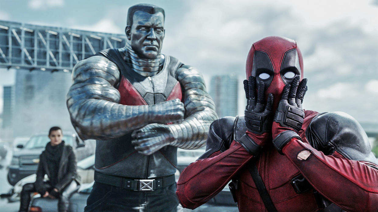  (L to R) Colossus and Deadpool pose in Deadpool 2 