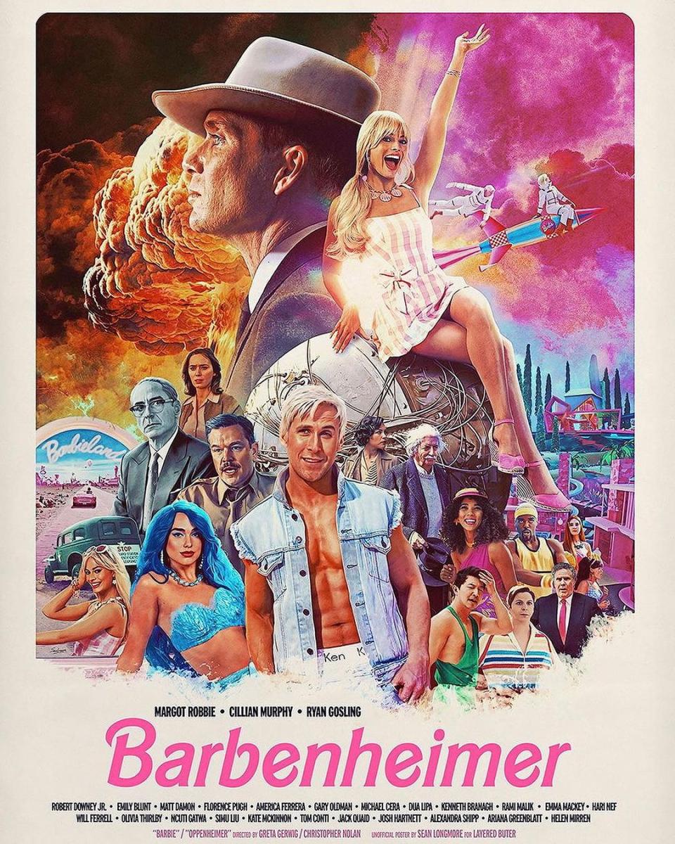 Barbie/Oppenheimer mashup posters