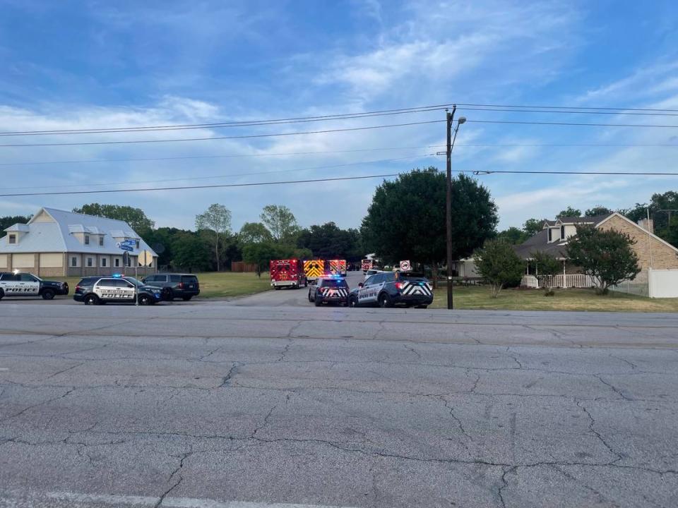 A large number of police officers, including a SWAT team, are at a crime scene where multiple shots were fired near the area of Cedarcrest Drive and Diamond Oaks Drive in Haltom City, according to a police spokesperson.