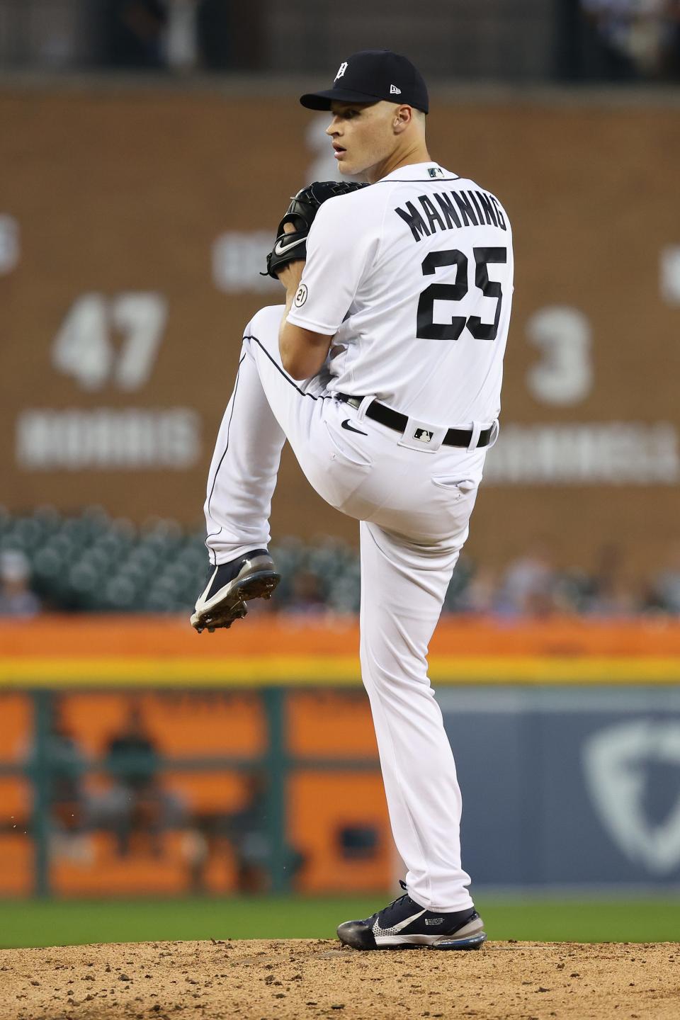 Matt Manning of the Detroit Tigers throws a second inning pitch against the Chicago White Sox at Comerica Park in Detroit on Friday, Sept. 16, 2022.