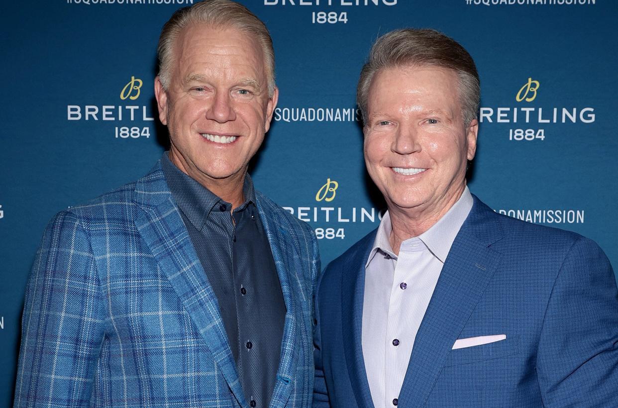 NEW YORK, NEW YORK - NOVEMBER 18: Breitling Local Ambassadors Boomer Esiason and Phil Simms attend the Breitling Madison Avenue Grand Opening on November 18, 2021 at Breitling Madison Avenue in New York City.
