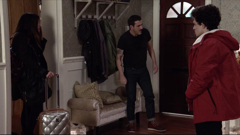 <p>He tells Carla that she's no longer welcome. </p>