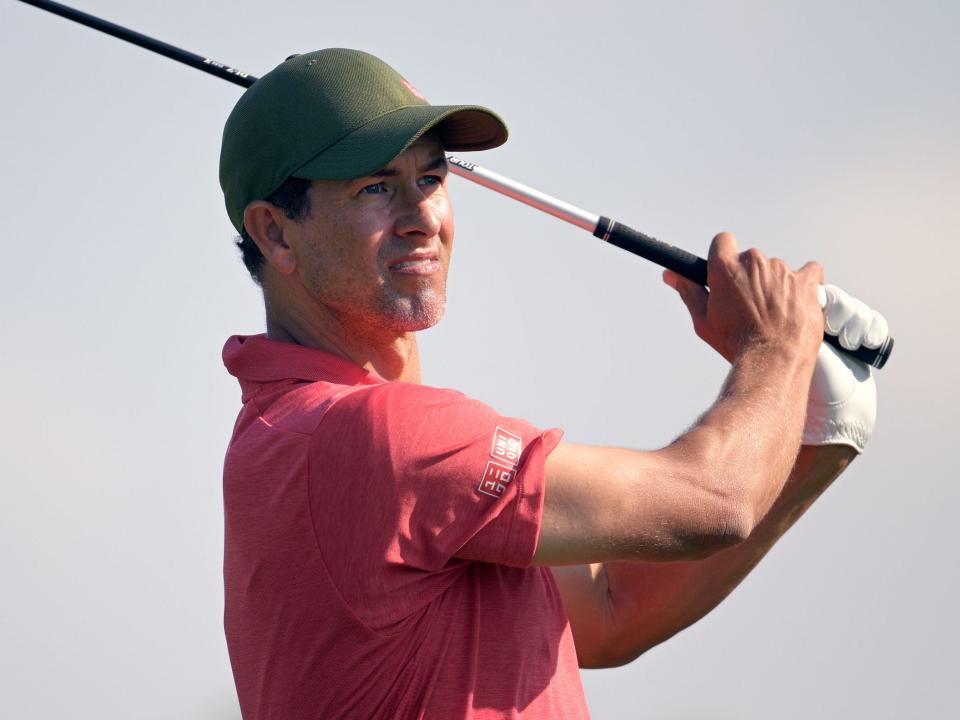 Adam Scott plays his tee shot at the Arnold Palmer Invitational.