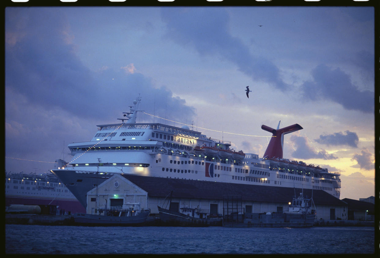 Carnival cruise ship Fantasy docked in Nassau, Bahamas. (Photo: Steve Starr/Corbis via Getty Images)