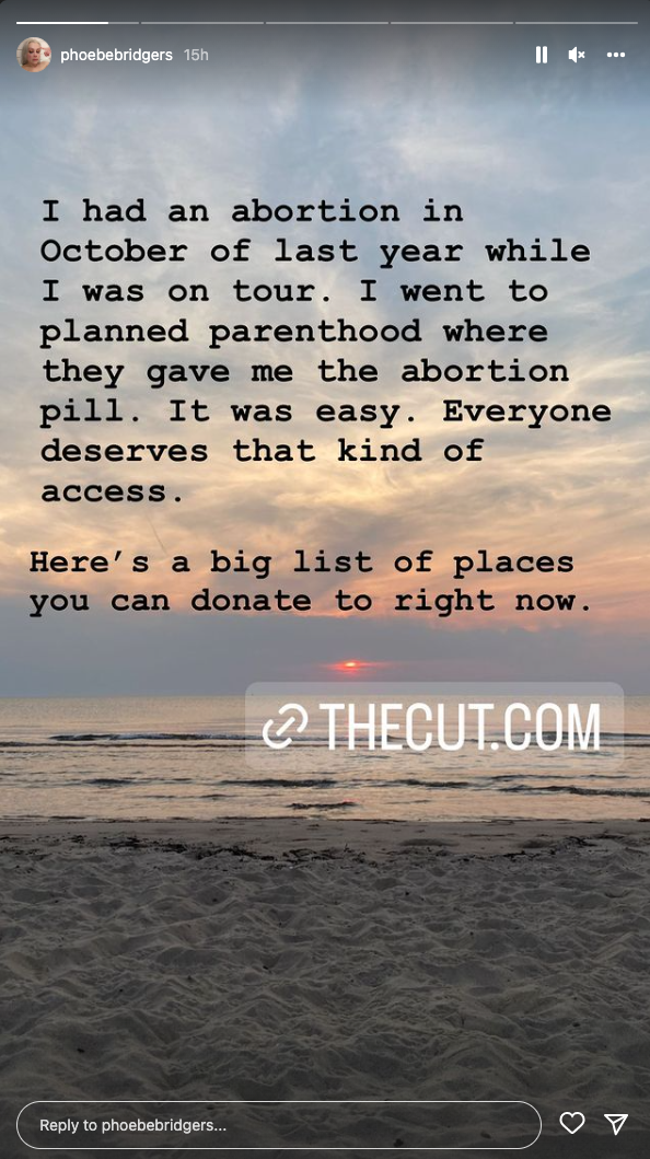 Singer Phoebe Bridgers shared her abortion story on her Instagram on Tuesday afternoon.  / Credit: Instagram/Phoebe Bridgers