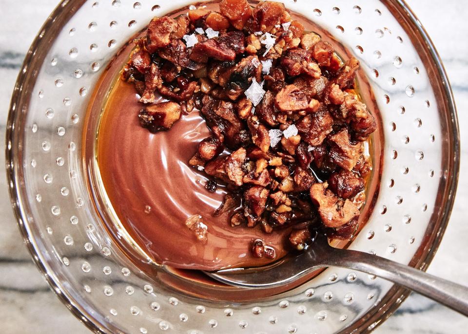 Chocolate Budino with Candied Walnuts