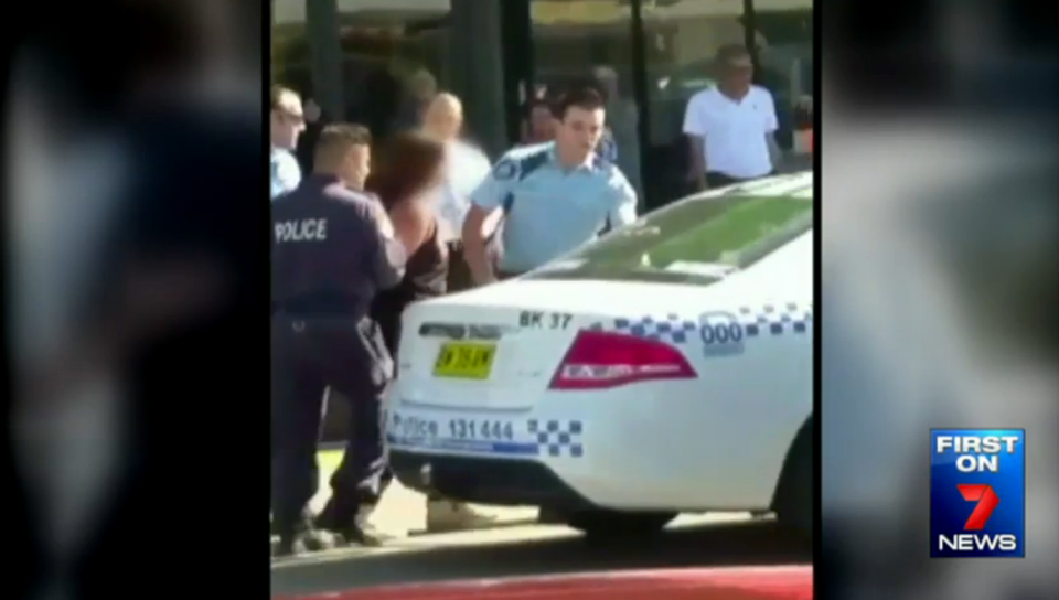 Police were called at about 3:20pm to break up the brawl and arrested six teenagers - four boys and two girls. Photo: 7 News