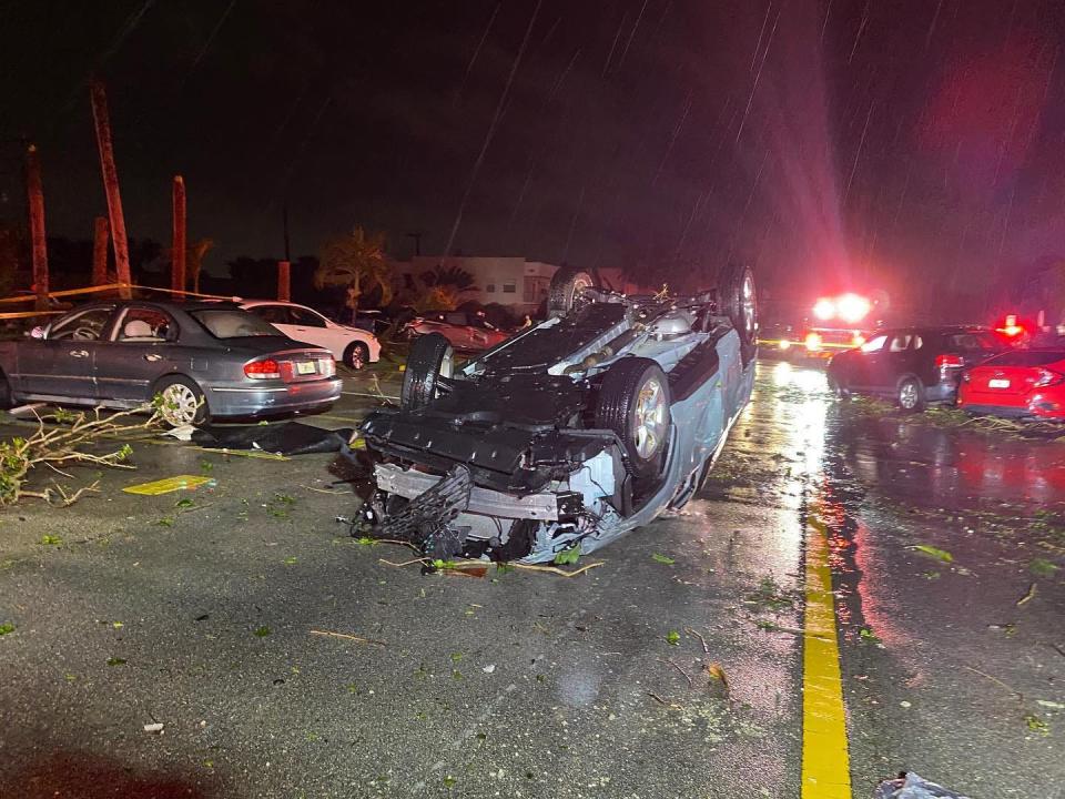 Suspected tornado damage from Hurricane Ian's supercell thunderstorms at Kings Point in western Delray Beach on Sept. 27, 2022.