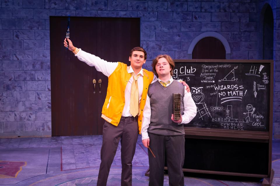 From left, TJ Zavala and Maddox Nite perform a scene in the Amarillo Little Theatre Academy production of "Puffs." The production runs July 13 through 16 at the ALT Adventure Space.