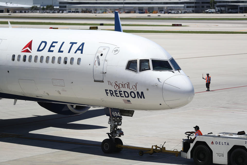 Un avión de la compañía aérea estadounidense Delta Airlines. (Getty/AFP/Archivos | Joe Raedle)