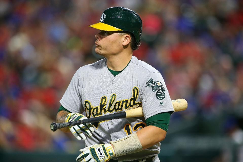 Oakland Athletics catcher Bruce Maxwell has been indicted by an Arizona grand jury. (AP)