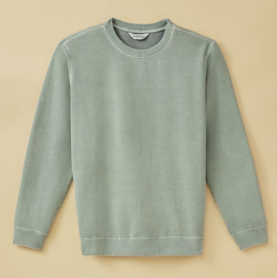 Garment Dye Crew Neck Sweatshirt in green (Photo via Northern Reflections)