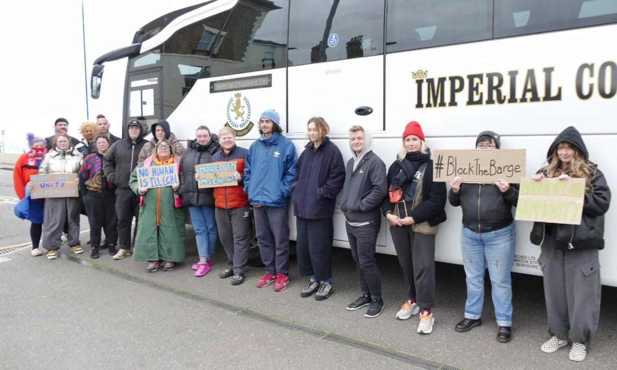 <span>The bishop said she was ‘heartened to see [compassion] in action in Margate’ after protesters successfully blocked Home Office coaches in late April.</span><span>Photograph: PA</span>