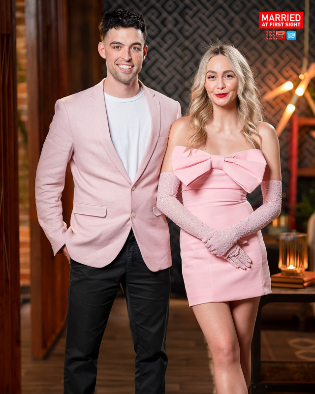 MAFS&#x002019; Ollie Skelton and Tahnee Cook at the final dinner party.