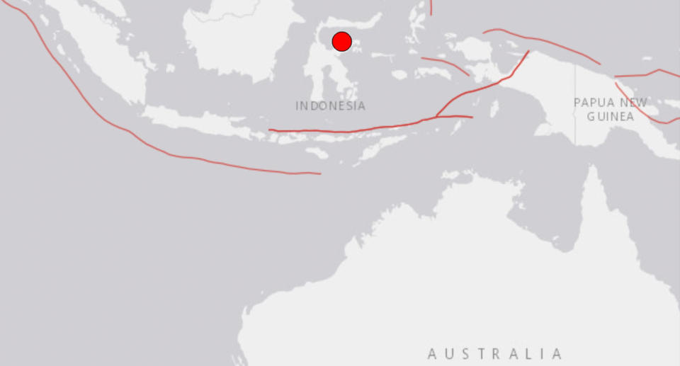 A world map shows an earthquake striking off Indonesia.