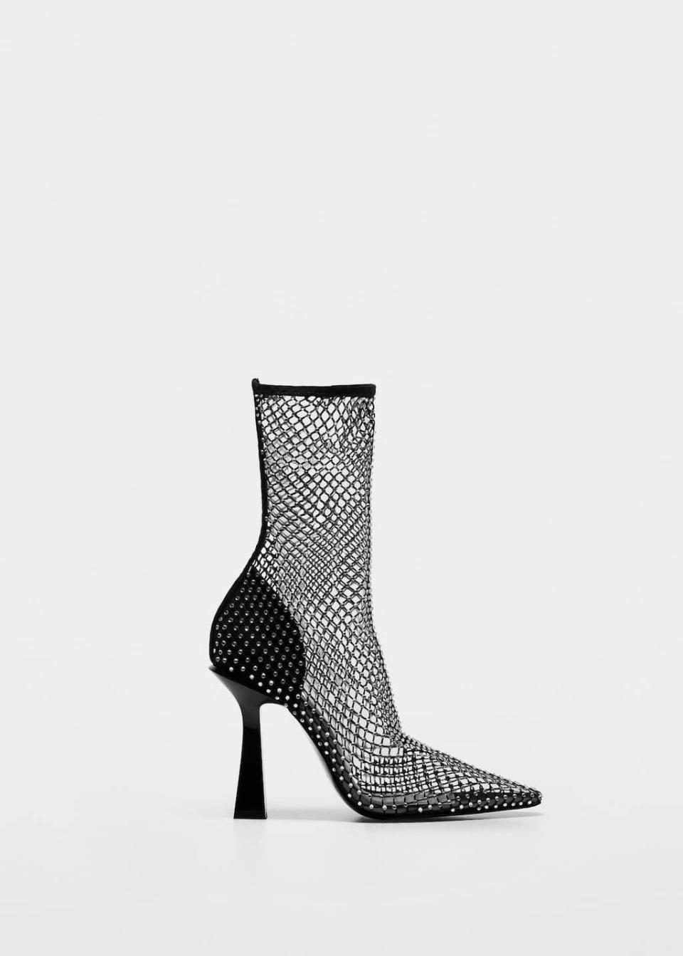 45) Mango Mesh Heel Ankle Boots