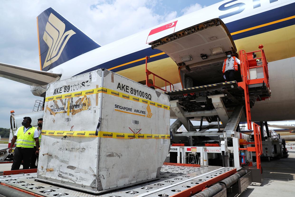 The first shipment of the Moderna COVID-19 vaccine arrives in Singapore on 17 February, 2021. (PHOTO: Ministry of Communications and Information)