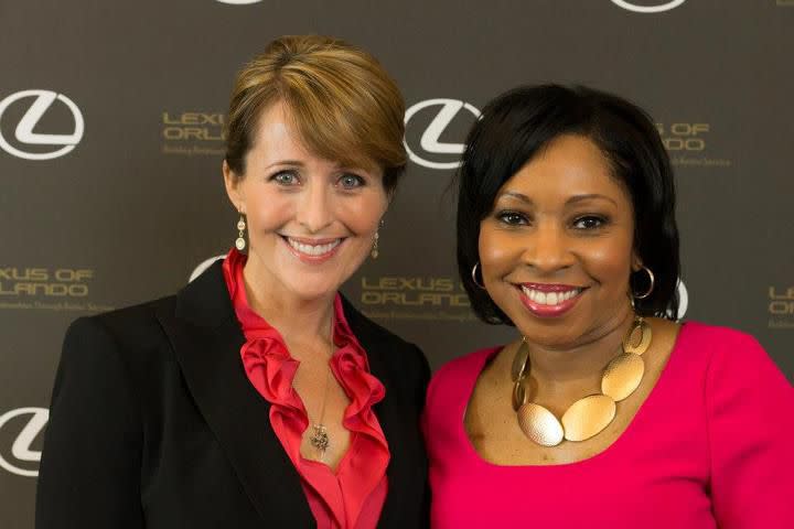 Longtime Lexus of Orlando spokesperson Holly Watson with WFTV news anchor Vanessa Echols.