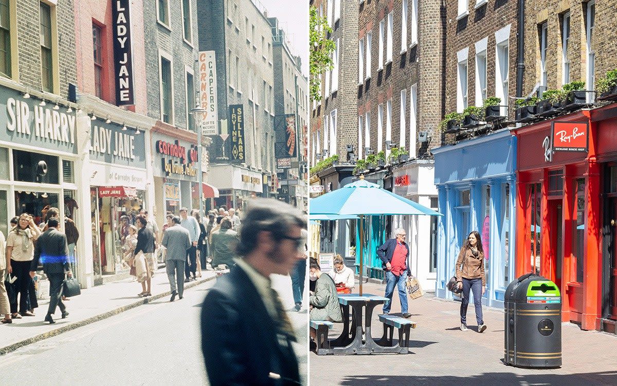 What Carnaby Street looked like in the 1960s and what it looks like now