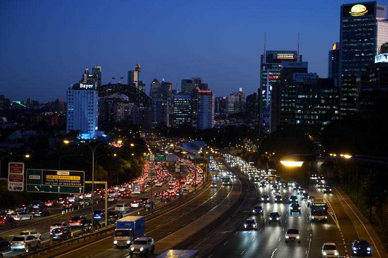 General view of traffic on the Warringah freeway in Sydney.