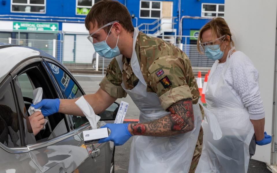 Army helping health workers at Edgbaston Cricket Ground, Birmingham