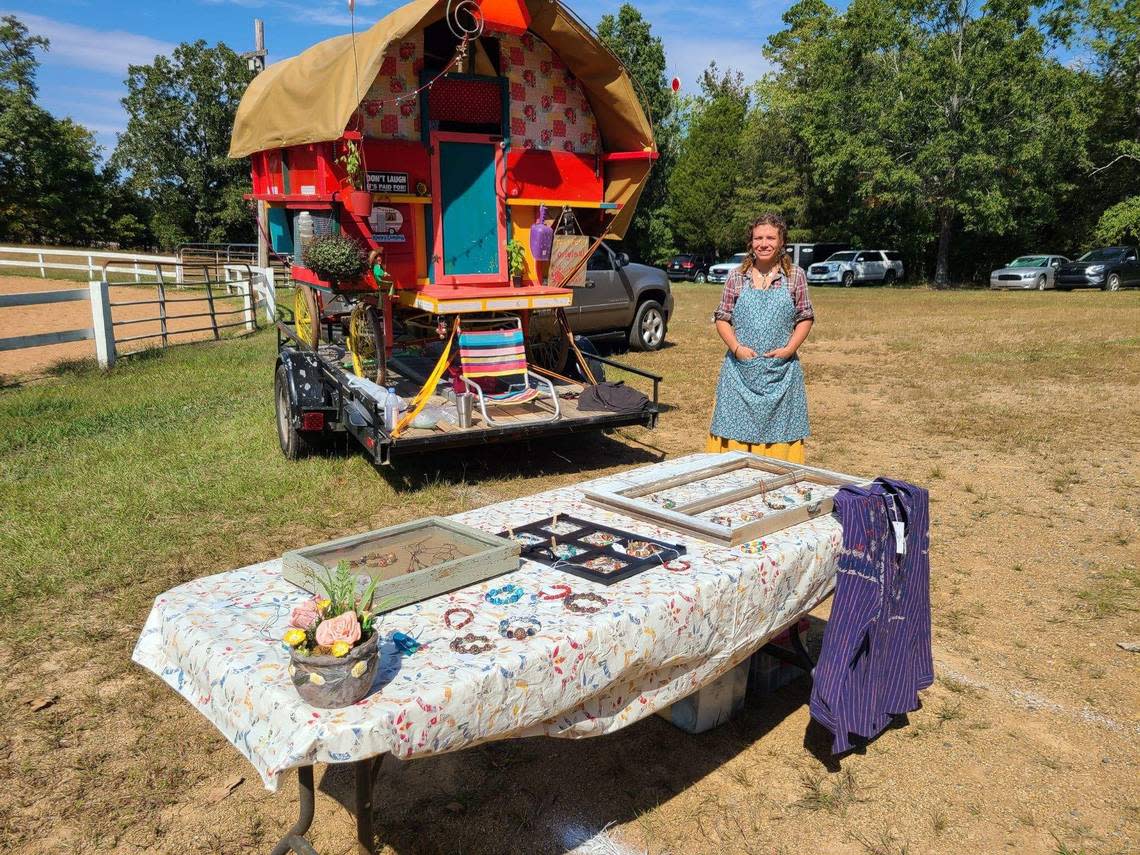 Ezer Way selling jewelry at a festival in Oakboro, North Carolina, in October of 2022. The self-described “sustainable nomadic traveler,” was stopped by the SC Highway Patrol in Murrells Inlet on January 24, 2023.