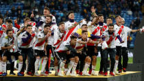 Los jugadores de River Plate celebran después de ganar la final de la Copa Libertadores. Segunda etapa, frente al Boca Juniors en el estadio Santiago Bernabéu, Madrid, España, 9 de diciembre de 2018. REUTERS/Paul Hanna