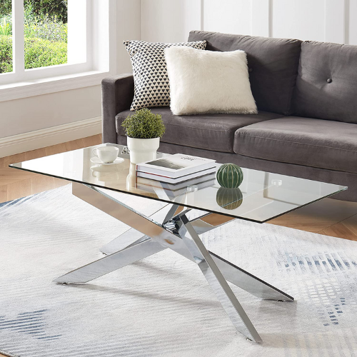 Decorated Rectangle Modern Coffee Table in living room