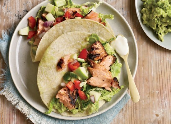 <strong>Get the <a href="http://www.huffingtonpost.com/2011/10/27/chipotle-rubbed-salmon-ta_n_1058311.html" target="_hplink">Chipotle-Rubbed Salmon Tacos</a> recipe by Joseph De Leo from Food & Wine</strong>  