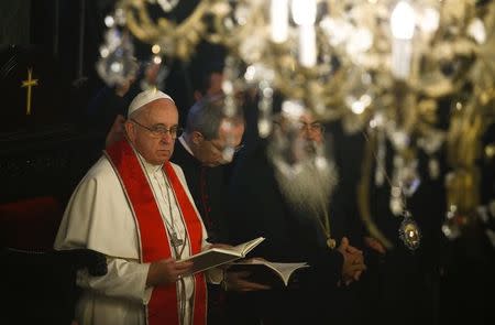 Pope Francis attends the Divine Liturgy at the Ecumenical Patriarchate in Istanbul, November 30, 2014. REUTERS/Tony Gentile