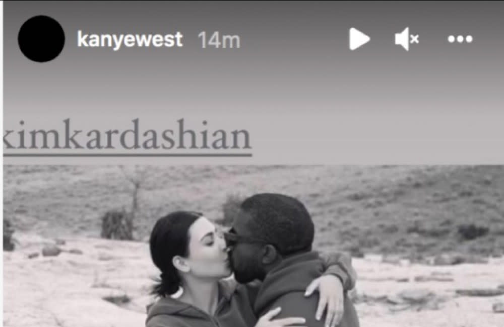 Kanye West shares old PDA snap of him kissing ex-wife Kim Kardashian West credit:Bang Showbiz