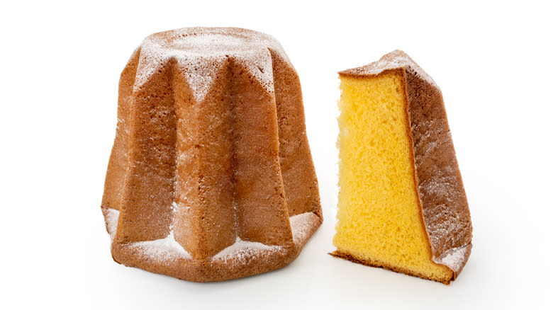 Sliced Pandoro on white background