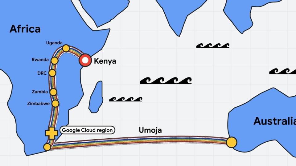 Google has announced a mammoth fibre optic cable to run from Kenya, through the spine of Africa and across the Indian Ocean to Australia. Picture: Supplied